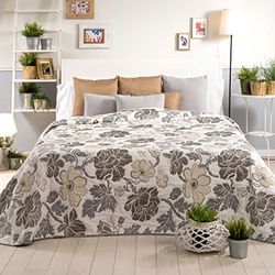 Sancarlos Quilt Double Fabric Floral Tamar, Polyester, grey, single, 200 x 270 x 1 cm