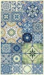 Doge Milano Tapis de salle de bain, 100% Made in Italy, Tapis antitache avec impression numérique, Tapis antidérapant et lavable, Modèle Maiolica - Abbasanta, cm 90x52