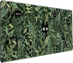 Alfombrilla de escritorio con diseños anime, gatos, hojas verdes, tamaño XXL, para videojuegos, para ordenador portátil, para niña y mujer, oficina, gamers, decoración, 80 x 30 cm