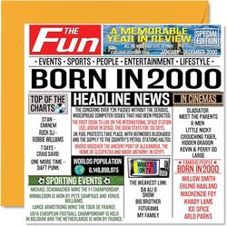 Biglietto di auguri il 24° compleanno uomini e donne con scritta in lingua inglese "Born In 2000 Newspaper" (lingua italiana non garantita) biglietto di auguri il 24° compleanno