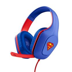 GXTrust 415SM Zirox Cascos Gaming Licencia Superman para PC Xbox PS4 PS5 Switch Mobile, Drivers de 50 mm, Conexión 3.5 mm, Micrófono Plegable, Auriculares Ligeros con Cable 2m Over-Ear, Azul