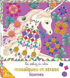 Strass et mosaiques licornes - mini boîte avec accessoires: Avec 3 tableaux, 4 planches de mosaïques et 1 planche de strass