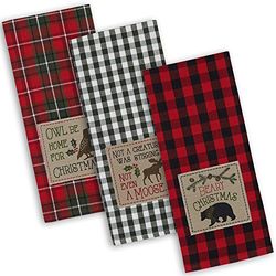 DII Holiday Kitchen Towels Conjunto de toalhas de cozinha bordadas, algodão, cabine de Natal, 18 x 28, 3