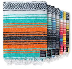 Coperta messicana autentica – coperta da spiaggia, coperta a serape intrecciata a mano, perfetta come coperta da spiaggia, coperta da picnic, coperta da esterno, coperta da yoga, coperta da campeggio,