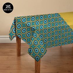 Doge Milano Nappe avec impression numérique, 100% Made in Italy Nappe antidérapante pour salle à manger, lavable et antitache, Modèle Maiolica - Rosalind, cm 140x140