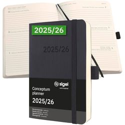 SIGEL C2607 Wochenkalender Conceptum 2025/2026, ca. A6, schwarz: Agenda Conceptum, Classic, Softcover