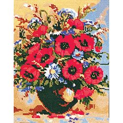 Collection D'Art Fleurs des champs canvas voor stiekerij met gedrukt patroon, gobelin, katoen, antiek, 40 x 50 x 0,1 cm