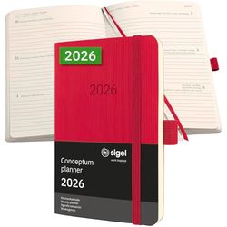 SIGEL C2635 Wochenkalender Conceptum 2026, ca. A6, rot: Agenda Conceptum, Classic, Softcover