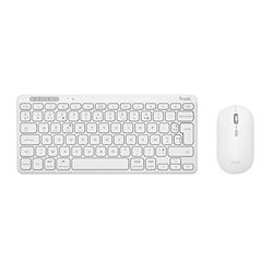 Trust Lyra Wireless Bluetooth Keyboard and Mouse Pack, French AZERTY, 84% Recycled Plastic, Rechargeable Mini Keyboard for PC, Laptop, Mac, Tablet, iPad, Android, iOS – White