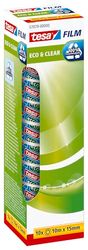tesa eco & clear ruban adhésif transparent - Bandes Double Face Écologiques, sans Solvant, Résistantes au Vieillissement avec Haute Adhésivité, 10 m x 15 mm - Pack de 10 rouleaux