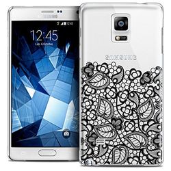 Caseink - fodral för Samsung Galaxy Note 4 [kristall HD vårkollektion design låg spets svart - styv - ultratunn - tryckt i Frankrike]