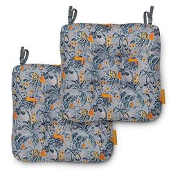 Classic Accessories Vera Bradley - Cojines para Silla de Patio Resistentes al Agua, 19 x 19 x 5 Pulgadas, Paquete de 2, Cojines de Asiento para Silla, Color Gris Toile de Bosque lluvioso y Dorado