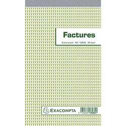 Exacompta - Ref. 13282E - 1 Spruitstuk Facturen - met BTW vermelding - 50 genummerde carbonloze vellen in 2 exemplaren (1 origineel + 1 exemplaar) - formaat 220 x 135 mm - bovenaan gelijmd