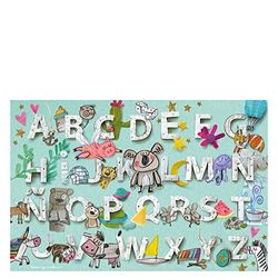 Laroom Children's Vinyl Rug Abecedari Design, Anti-Scent, Green, 135 x 200 cm