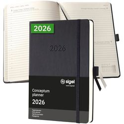 SIGEL C2610 Tageskalender Conceptum 2026, ca. A5, schwarz: Agenda Conceptum, Classic, Hardcover