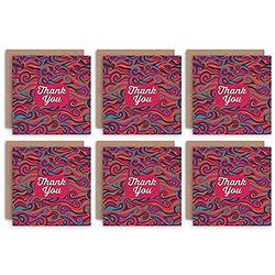 Wee Blue Coo Thank You Cards x6 Swirly Pattern Multicoloured Funcky Set Cards