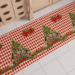 PETTI Artigiani Italiani - Tapis de Cuisine de Noël, Chemin de Cuisine de Noël, Tapis de Noël Antidérapant et Lavable, Tapis de Cuisine pour Noël, 52x380 cm, Fabriqué en Italie