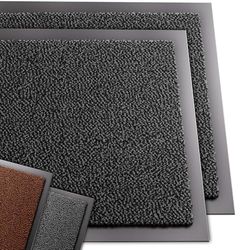 VOUNOT 2pcs Door Mats for Outdoor or Indoor, Dirt trapper, Non Slip Barrier Mat Washable Welcome Doormat Entrance Rug, Grey-Black, 40x60cm