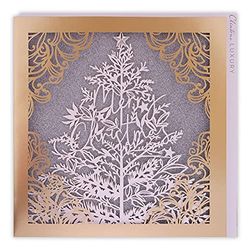 Clintons: Tarjeta de Navidad general del árbol de Navidad, tarjeta de árbol de Navidad cortada con láser, tarjeta de Navidad general, tarjeta de Navidad individual, oro, 192 x 192,1169591