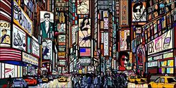 Pro-Art g1688g - Lienzo en impresión giclée (100 x 50 cm), diseño de Nueva York Estilo cómic I, Multicolor, 100 x 50 cm