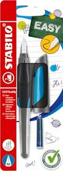 Schoolvulpen met standaardpen M - STABILO EASYbuddy in zwart/lichtblauw - schrijfkleur blauw (uitwisbaar) - los exemplaar - inclusief inktpatroon