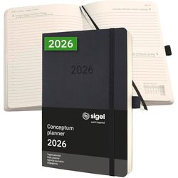 SIGEL C2620 Tageskalender Conceptum 2026, ca. A5, schwarz: Agenda Conceptum, Classic, Softcover