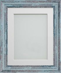 Frame Company Lynton Rustic Blue Photo Frame with Off-White Mount, 12x10 for 10x8 inch, fitted with perspex