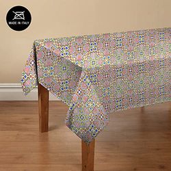 Doge Milano Nappe avec impression numérique, 100% Made in Italy Nappe antidérapante pour salle à manger, lavable et antitache, Modèle Maiolica - Rosarno, cm 140x140