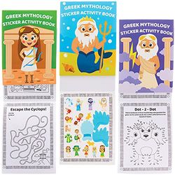 Baker Ross FX613 Libros de actividades con pegatinas de mitología griega - Pack de 8, Libro de pegatinas para fiestas infantiles
