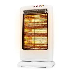 Halogeen-warmtestraler, wit, 1200 W, 3 stangen, draaggreep, geluidsarm, 70° oscillatie, 54 x 36 x 23,5 cm