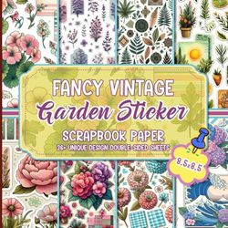 Fancy Vintage Garden Scrapbook Paper: Elegant Floral Decorative Craft Paper Ideal for Scrapbooking, Journaling, and Crafting