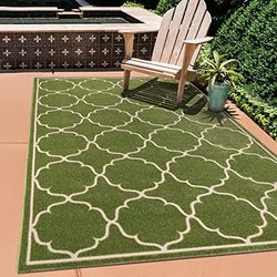 SANAT Tappeto per esterni, resistente alle intemperie, per interni ed esterni, impermeabile, per balcone, giardino, cucina, bagno o soggiorno, verde, 140 x 200 cm