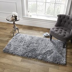 Zacht breed tapijt | vloermat kleur | Siena Shaggy 5 cm | geen vezelverlies | zilvergrijs | 80x150 cm