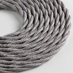Textielkabel Lumiére voor verlichting, 3 x 0,75 mm, grijs gemêleerd, 5 m. | Let op: aardkabel inbegrepen. | Maximale veiligheid tegen schokken.