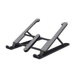 Trust Primo Bärbart laptopstativ för skrivbord, 16 tum, vikbar laptop-höjare, 6-stegs höjdjusterbar, lätt ergonomisk laptophållare för Macbook Air dator surfplatta hemmakontor Dell HP - grå