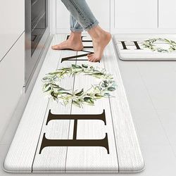 KIMDOE Lot de 2 Tapis de Cuisine Anti-Fatigue antidérapants et imperméables pour Cuisine, sols intérieurs, Bureau, buanderie, évier, Maison