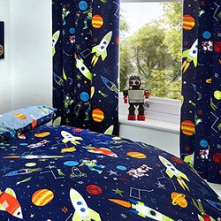 Bedlam - Supersonic Cortinas plissadas forrada que brilham no escuro, 168 x 183 cm, cor azul