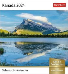 Kanada Sehnsuchtskalender 2024. Fernweh in einem Foto-Kalender zum Aufstellen. Die schönsten Landschaften Kanadas als Postkarten in einem ... Aufhängen: Wochenkalender mit 53 Postkarten