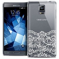 Caseink - Beschermhoes voor Samsung Galaxy Note 4 [Crystal HD Collection Spring Design Bas Dentelle - Rigide - Ultra dun - Gedrukt in Frankrijk]