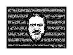 Wee Blue Coo Alan Watts Everybody Fundamentally Ultimate Quote Wood Wall Art Print
