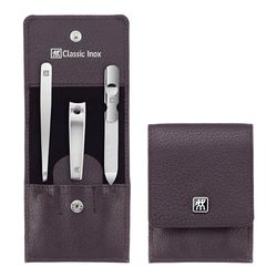 ZWILLING Set manicure, 3 pezzi, cura delle unghie e pedicure, custodia in vera pelle, con tagliaunghie, acciaio inox lucidato, rosso
