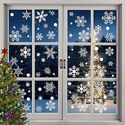 Lot de 260 autocollants pour fenêtre de Noël pour fêtes d'hiver, flocons de neige, fenêtres en PVC pour portes, vitrines, vitrines, façades en verre, décoration de Noël