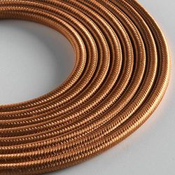 Klartext – Cable textil redondo luminoso para iluminación, 3 x 0,75 mm, bronce, 3 m. Atención: cable tierra incluido. Máxima seguridad a prueba de golpes.