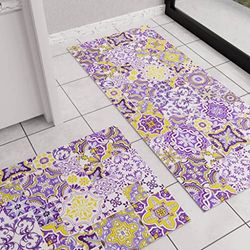 PETTI Artigiani Italiani - Tappeto Cucina, Tappeto Cucina Antiscivolo Lavabile, Passatoia Cucina, Tappeto Runner Cucina, 52x240 cm, Disegno Vietri Viola, 100% Made in Italy