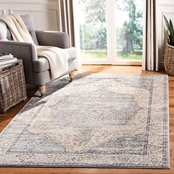 Safavieh Klasyczny tkany prostokątny dywan do pomieszczeń, kolekcja Oregon, ORE895, beżowy/szary, 122 x 183 cm do salonu, sypialni lub dowolnej przestrzeni wewnętrznej