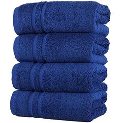 Hammam Linen Toallas de Mano de Color Azul Marino, Paquete de 4 Unidades, 16 x 29 Pulgadas, de algodón Turco, Suaves y absorbentes, pequeñas Toallas para baño