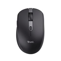 Trust Ozaa Silent Wireless Mouse Bluetooth + 2.4GHz, Compact Multidevice Mouse, 60% Recycled Plastics, Rechargeable Bluetooth Mouse for Laptop PC Computer Windows Android Mac - Black