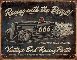 Nostalgi-plåtskylt – vintage Evil Racing 40 x 31 cm