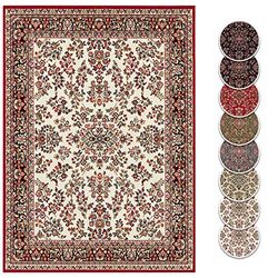 HANSE Home Tapis de Salon Oriental Design à Poils Courts, Aspect Zabul Persan, pour Salle à Manger, Salon, Chambre à Coucher, crème/Rouge, 140 cm