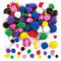 Baker Ross - Pompons com purpurina (pacote de 100) para decorar trabalhos manuais infantis